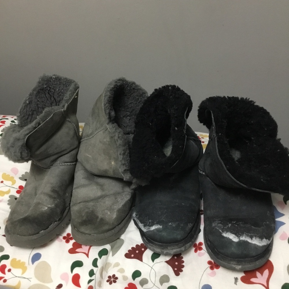 FWP UGG two pairs of boots used with holes and white stains